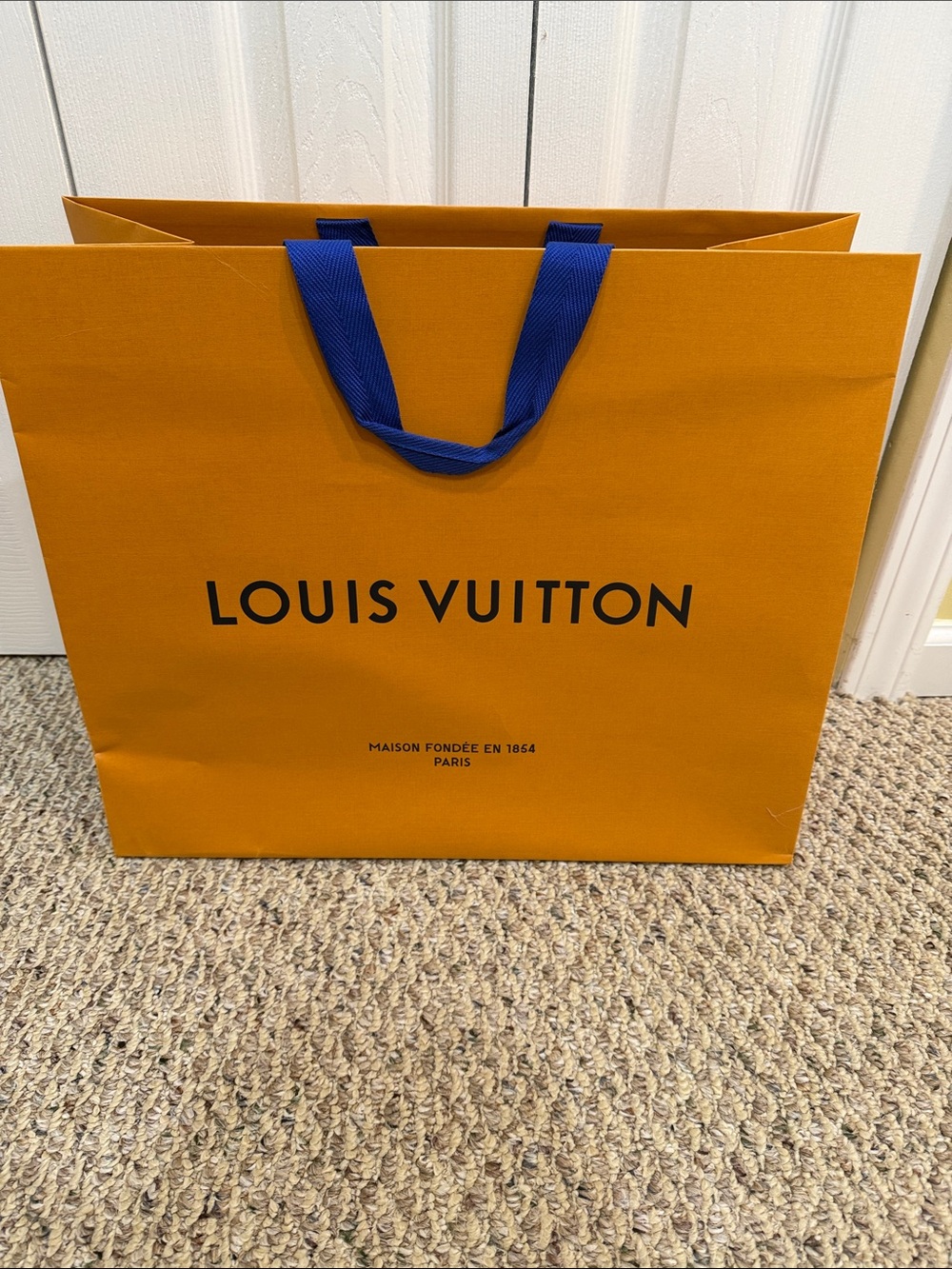 Louis Vuitton Orange Tote with Blue Ribbon Handles
